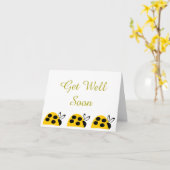 Cute Yellow Ladybug krijg snel goed Kaart (Gele Bloem)