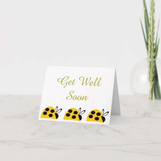 Cute Yellow Ladybug krijg snel goed Kaart (Voorkant)