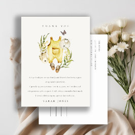 Cute Yellow Leafy Foliage Baby shower Briefkaart