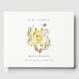 Cute Yellow Leafy Foliage Baby shower Gastenboek