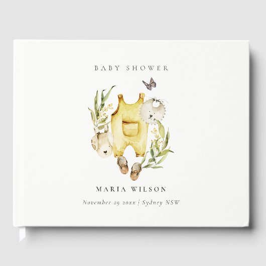Cute Yellow Leafy Foliage Baby shower Gastenboek (Voorkant)