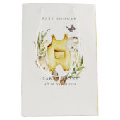 Cute Yellow Leafy Foliage Baby shower Medium Cadeauzakje (Voorkant)