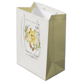 Cute Yellow Leafy Foliage Baby shower Medium Cadeauzakje