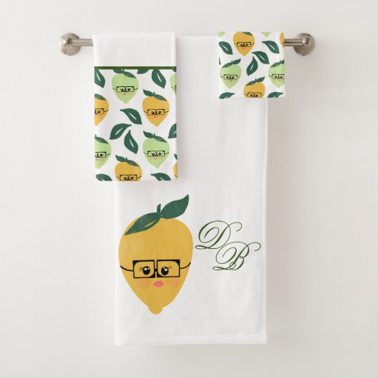 Cute yellow lemon cartoon grappige illustratie bad handdoek (Insitu)