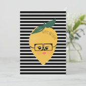 Cute yellow lemon cartoon grappige illustratie kaart (Staand voorkant)