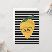 Cute yellow lemon cartoon grappige illustratie kaart (Voorkant / Achterkant in situ)