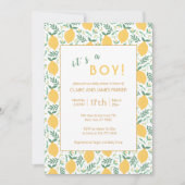 Cute Yellow Lemon Foliage | Baby Boy Shower Kaart (Voorkant)