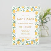 Cute Yellow Lemon Fruit Foliage Baby shower Kaart (Staand voorkant)