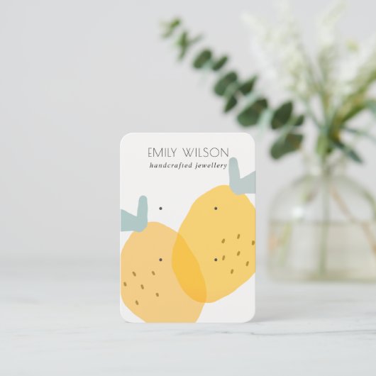 Cute Yellow Lemon Fruity Citrus 2 Earling Display Visitekaartje (Staand voorkant)