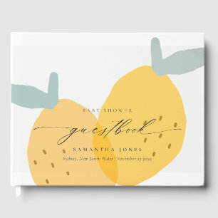 Cute Yellow Lemon Fruity Citrus Baby shower Gastenboek