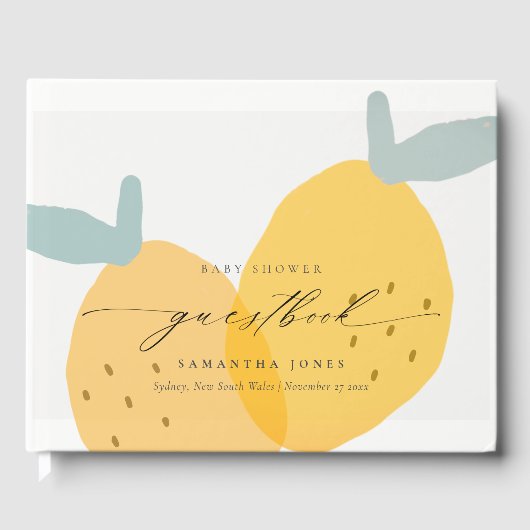 Cute Yellow Lemon Fruity Citrus Baby shower Gastenboek (Voorkant)