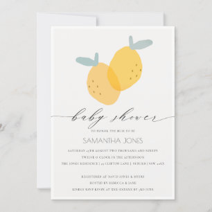 Cute Yellow Lemon Fruity Citrus Baby shower Invite Bedankkaart