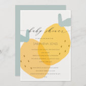 Cute Yellow Lemon Fruity Citrus Baby shower Invite Bedankkaart (Voorkant / Achterkant)