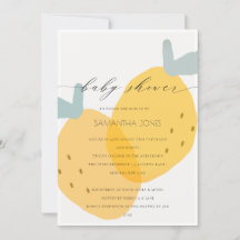 Cute Yellow Lemon Fruity Citrus Baby shower Invite