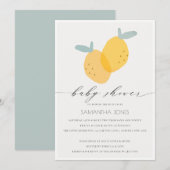 Cute Yellow Lemon Fruity Citrus Baby shower Kaart (Voorkant / Achterkant)