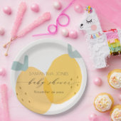 Cute Yellow Lemon Fruity Citrus Baby shower Papieren Bordje (Feest)