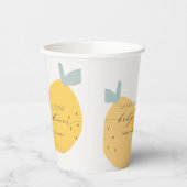Cute Yellow Lemon Fruity Citrus Baby shower Round Papieren Bekers (Links)
