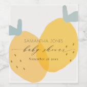 Cute Yellow Lemon Fruity Citrus Baby shower Wijn Etiket (Enkel label)