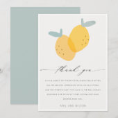 Cute Yellow Lemon Fruity Citrus Bright Baby shower Bedankkaart (Voorkant / Achterkant)