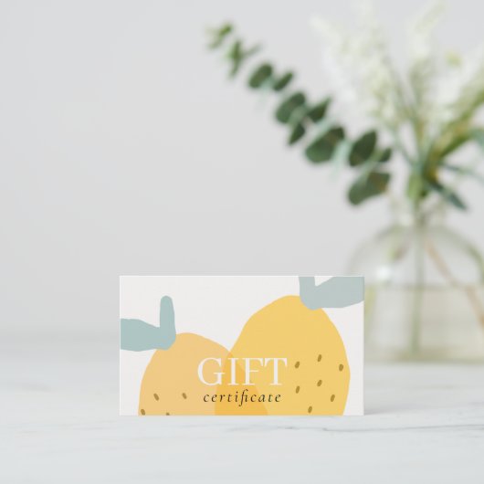 Cute Yellow Lemon Fruity Citrus Gift Certificate Visitekaartje (Staand voorkant)