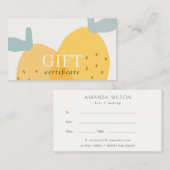 Cute Yellow Lemon Fruity Citrus Gift Certificate Visitekaartje (Voorkant / Achterkant)