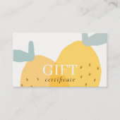 Cute Yellow Lemon Fruity Citrus Gift Certificate Visitekaartje (Voorkant)