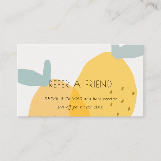 Cute Yellow Lemon Fruity Citrus Refer an Friend Visitekaartje (Voorkant)