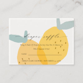 Cute Yellow Lemon Fruity Diaper Baby shower Informatiekaartje