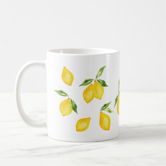 Cute yellow lemon waterverf fruit koffiemok (Links)