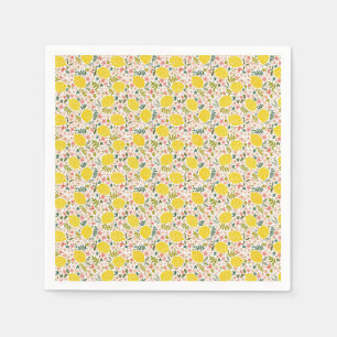 Cute Yellow Lemons met roze bloemen  Modern Servet