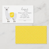Cute Yellow Llama Diaper Raffle Ticket Baby shower Informatiekaartje (Voorkant / Achterkant)