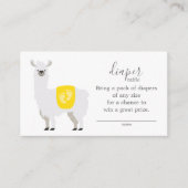 Cute Yellow Llama Diaper Raffle Ticket Baby shower Informatiekaartje (Voorkant)