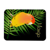 Cute Yellow Lovebird Pet Name Black Bright Leaves Magneet (Horizontaal)