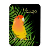 Cute Yellow Lovebird Pet Name Black Bright Leaves Magneet (Verticaal)