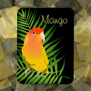 Cute Yellow Lovebird Pet Name Black Bright Leaves Magneet