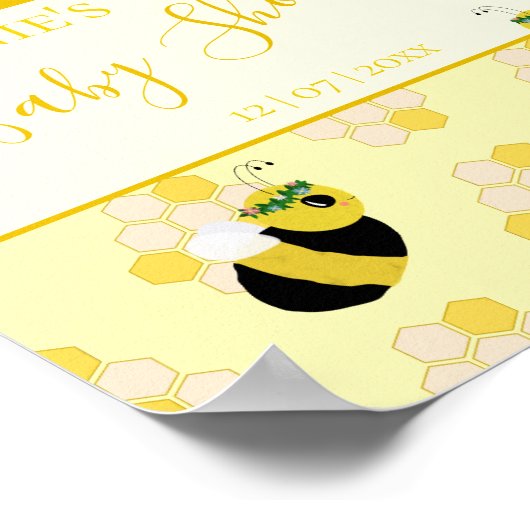 Cute Yellow mammie to bee Baby shower Welcome Poster (Hoek)