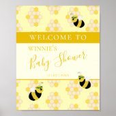 Cute Yellow mammie to bee Baby shower Welcome Poster (Voorkant)