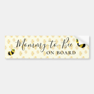 Cute Yellow mammie-to-bee on board Baby shower Gif Bumpersticker