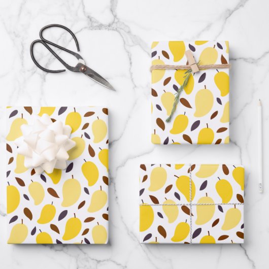 Cute Yellow Mango Pattern Inpakpapier Vel (Voorkant)