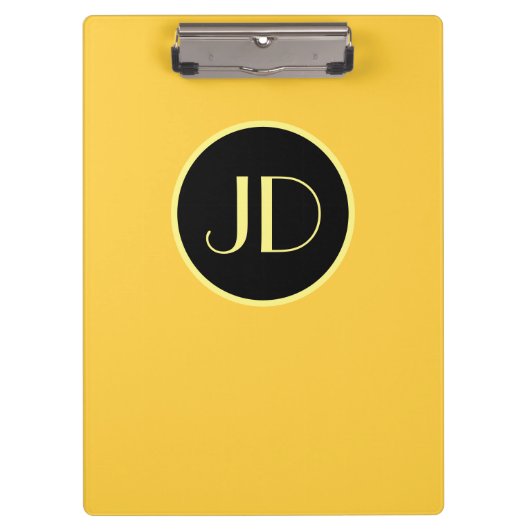Cute Yellow Monogram met gele tekst Klembord (Voorkant)