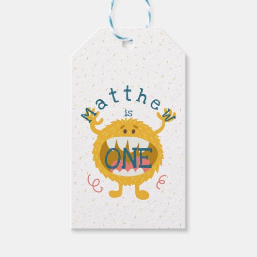  Cute Yellow Monster Cadeaulabel (Voorkant)