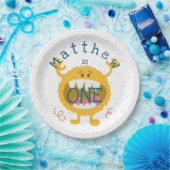  Cute Yellow Monster Papieren Bordje (Feest)