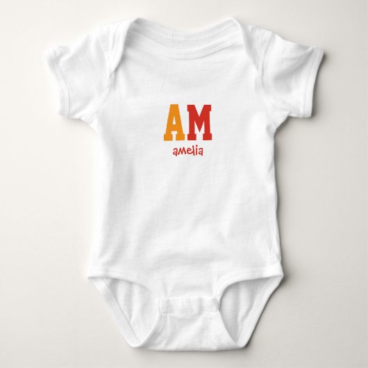 Cute yellow &orange custom name text monogram  romper (Voorkant)