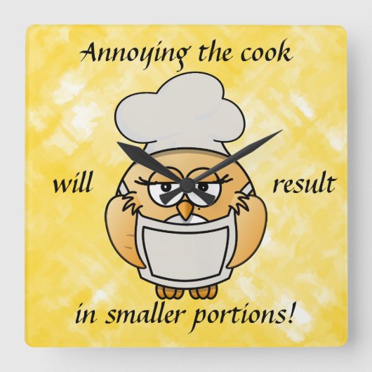 Cute Yellow Owl Cook Wall klok (Voorkant)