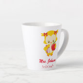 Cute yellow owl derde graad latte mok (Rechterhoek)