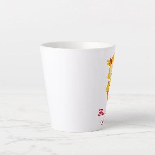 Cute yellow owl derde graad latte mok (Voorkant)