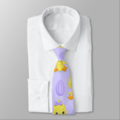 Cute Yellow Paars Chicken Easter Pattern Stropdas (Gebonden)