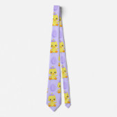 Cute Yellow Paars Chicken Easter Pattern Stropdas (Voorkant)