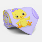 Cute Yellow Paars Chicken Easter Pattern Stropdas (Opgerold)