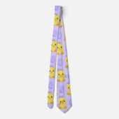 Cute Yellow Paars Chicken Easter Pattern Stropdas (Achterkant)